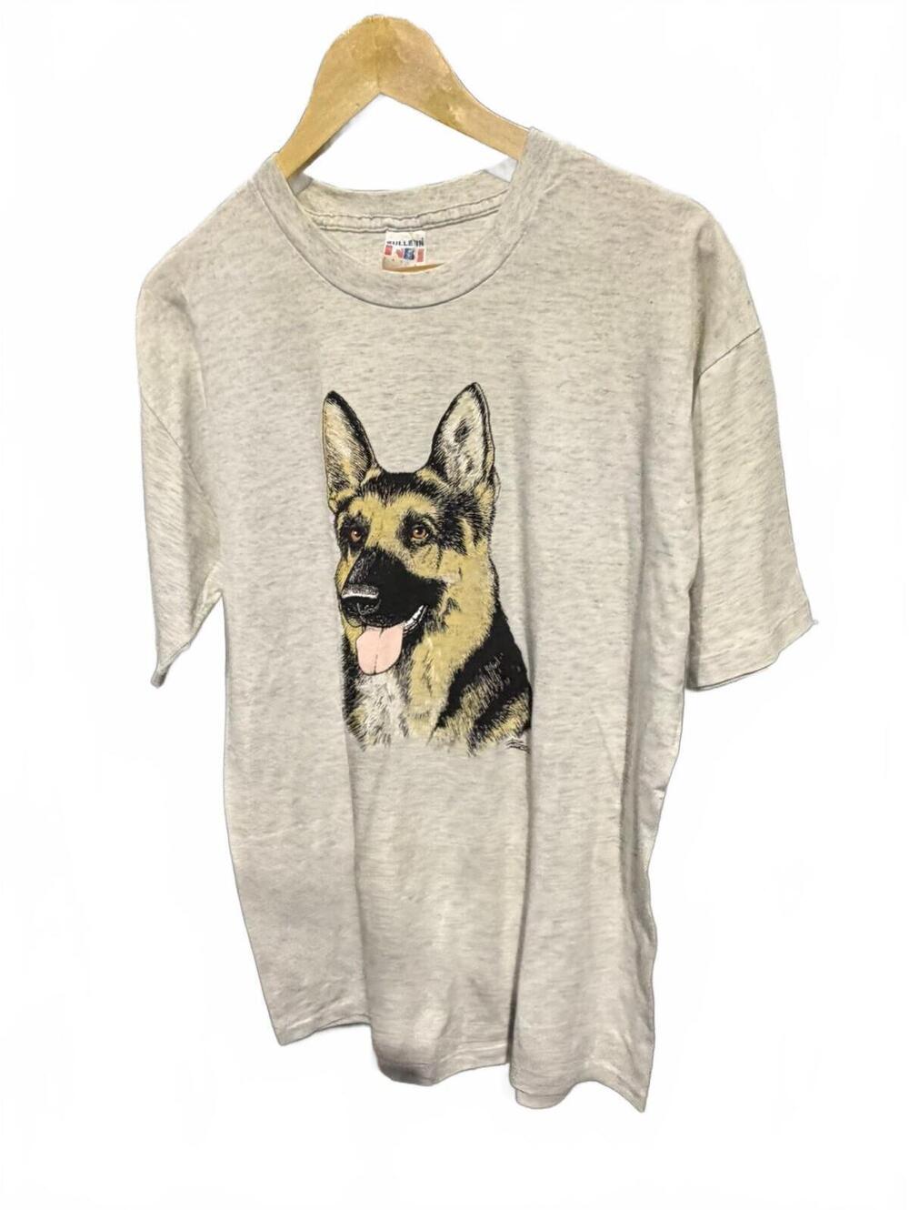 Vintage Grey T-Shirt with German Shepherd Dog Print